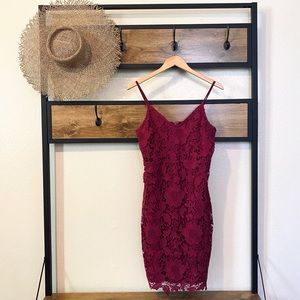 Pink Floral Lace Bodycon Dress